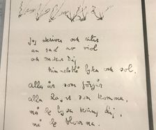 Harry Martinson handskriven dikt